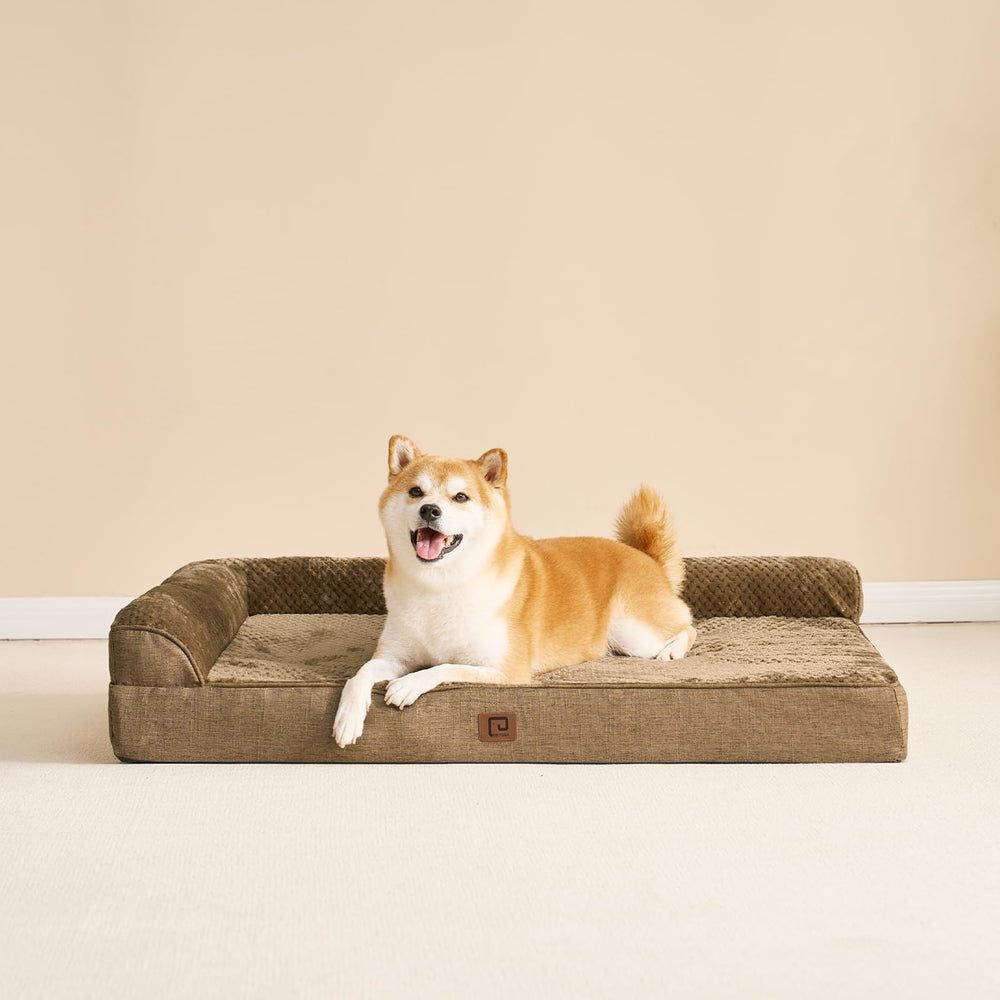 EHEYCIGA memory foam dog bed in crate use demonstrates versatile placement.