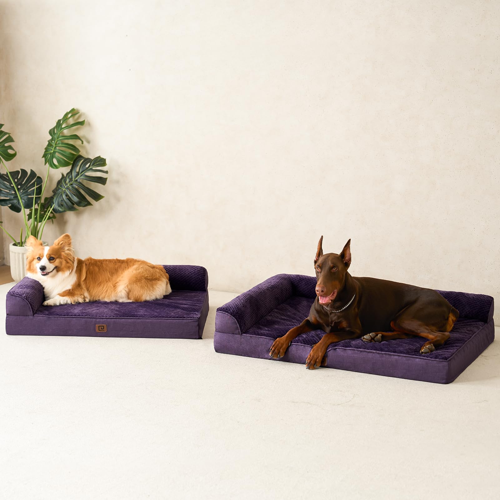 EHEYCIGA 35x23x6 inch purple orthopedic bed for pets.