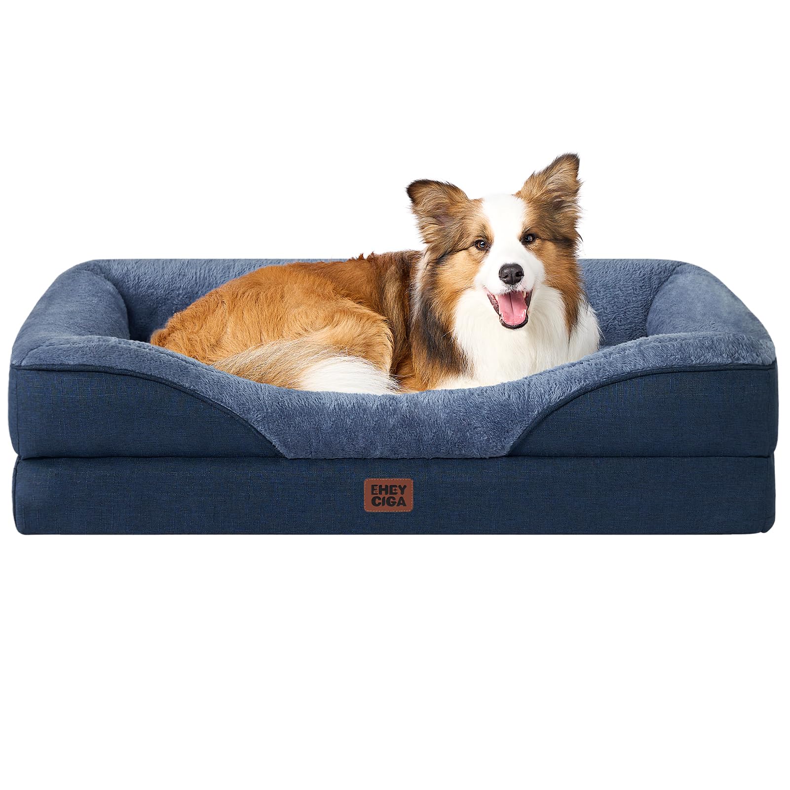 EHEYCIGA memory foam bed top view highlighting plush surface for joint-friendly naps