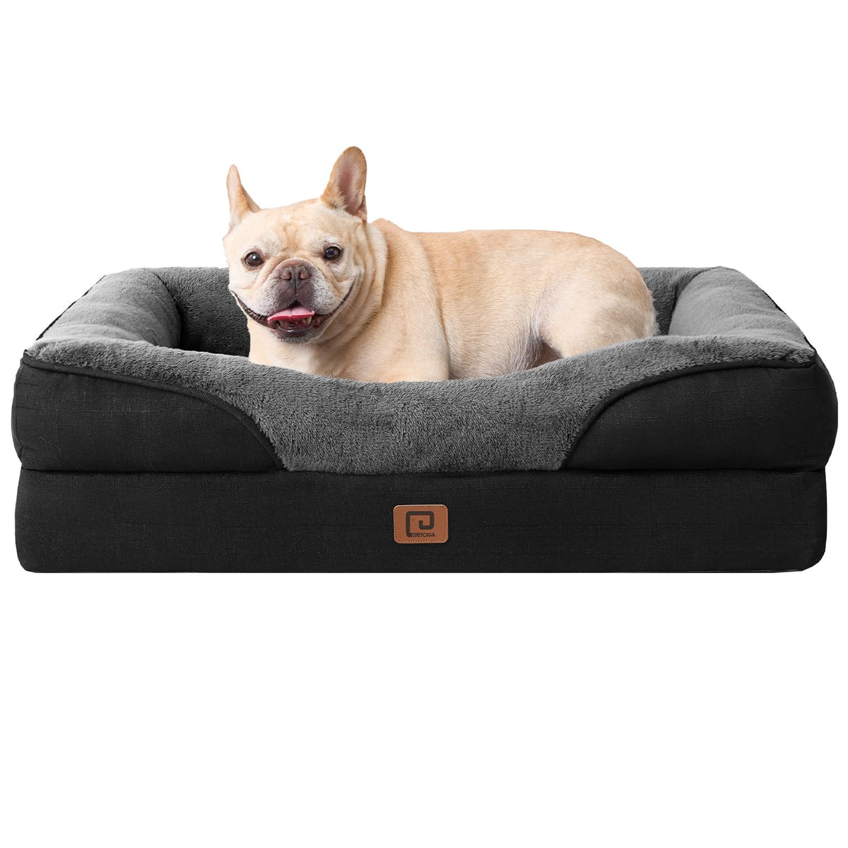 EHEYCIGA memory foam dog bed top view highlights plush support for joints.