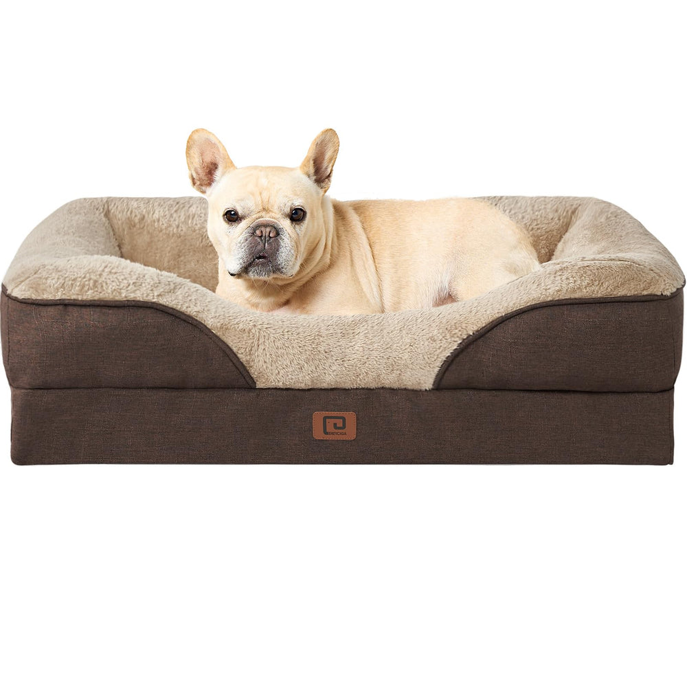 EHEYCIGA memory foam dog bed top view demonstrates balanced joint support.