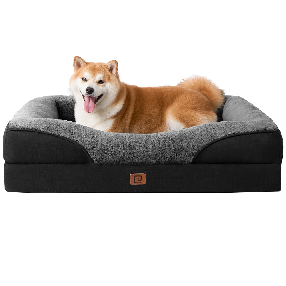EHEYCIGA memory foam dog bed top view highlighting orthopedic contouring for large dogs