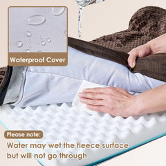 EHEYCIGA bed shows waterproof film protecting foam from accidents.