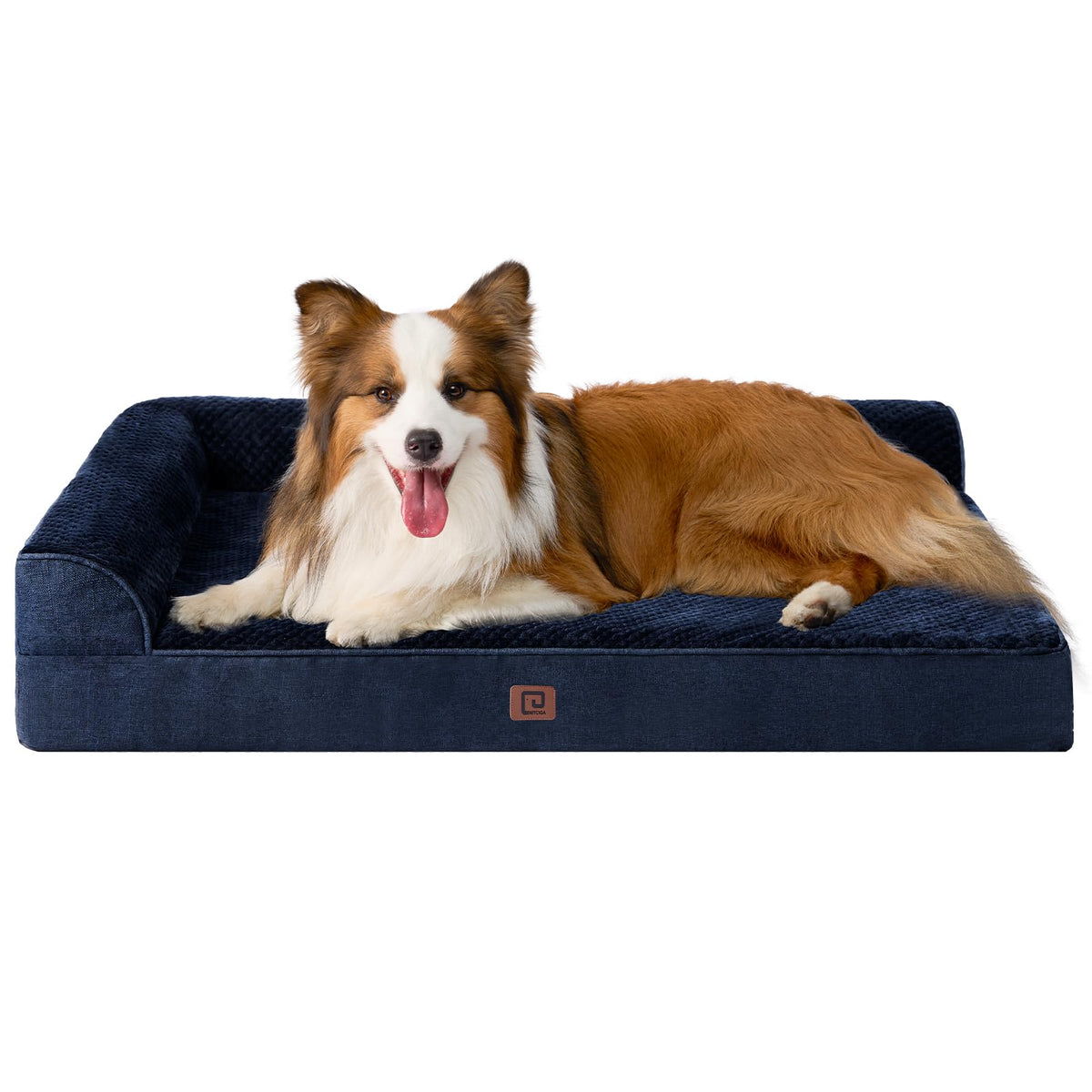 EHEYCIGA memory foam dog bed XL with navy cover offers supportive sleep for large dogs.