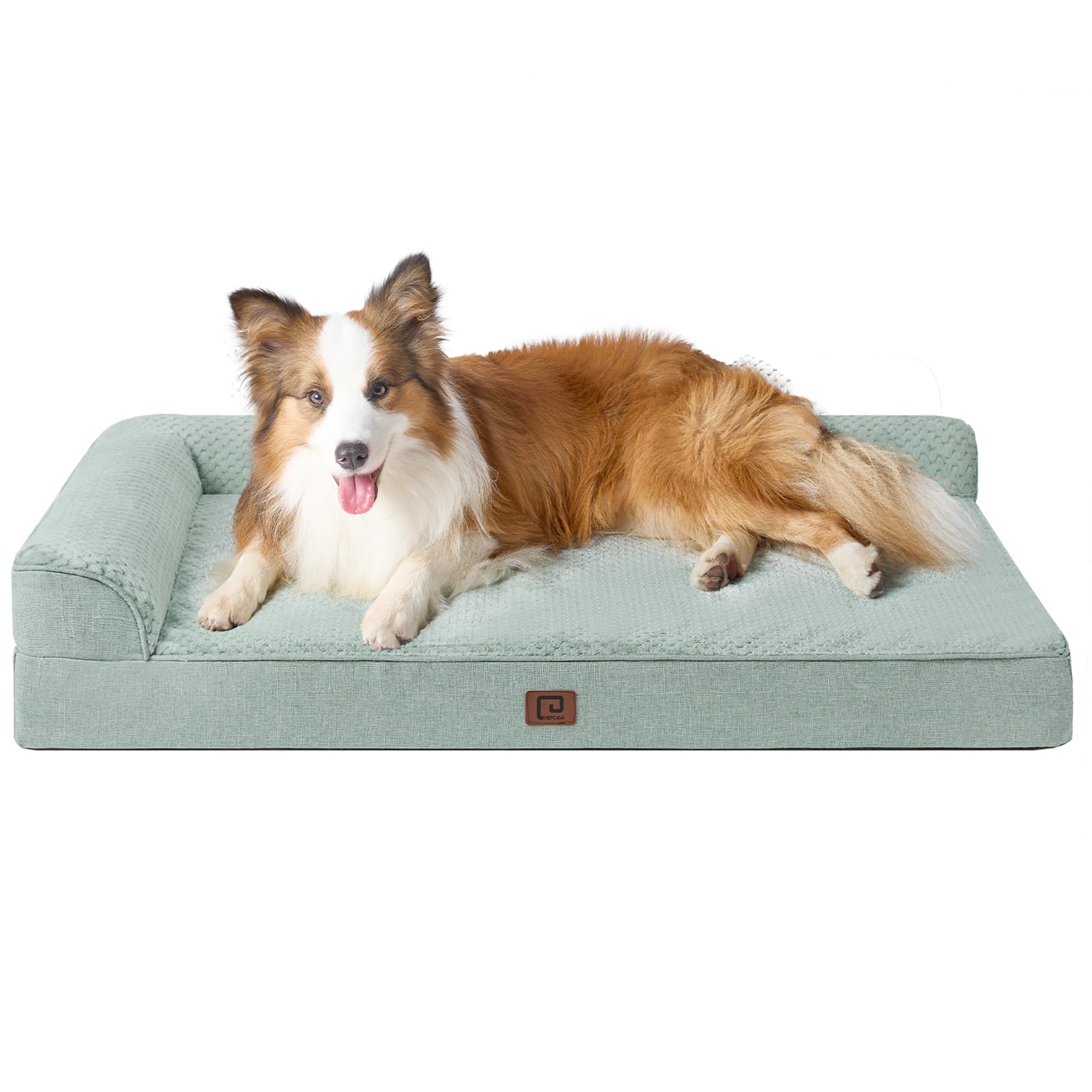 EHEYCIGA memory foam dog bed XL angle view highlights plush support for aging joints