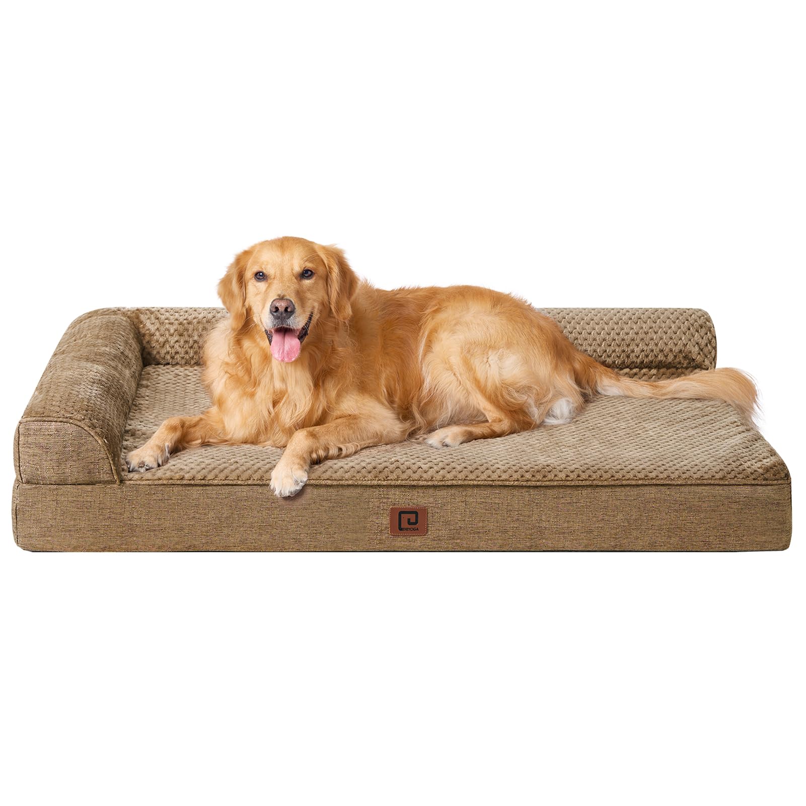EHEYCIGA memory foam dog bed XL camel cover provides cozy, washable comfort for large dogs