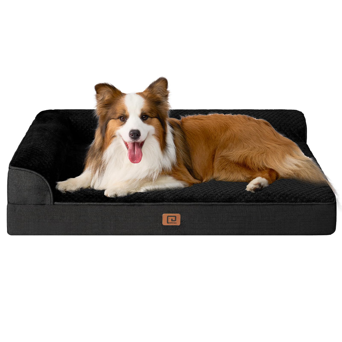 EHEYCIGA memory foam dog bed XL with L-shaped front view for neck support