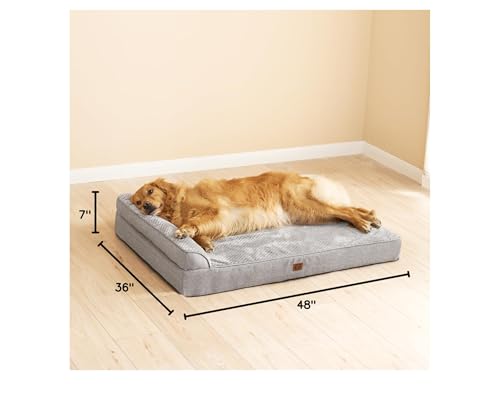 EHEYCIGA memory foam dog bed XXL easy-clean removable cover in grey