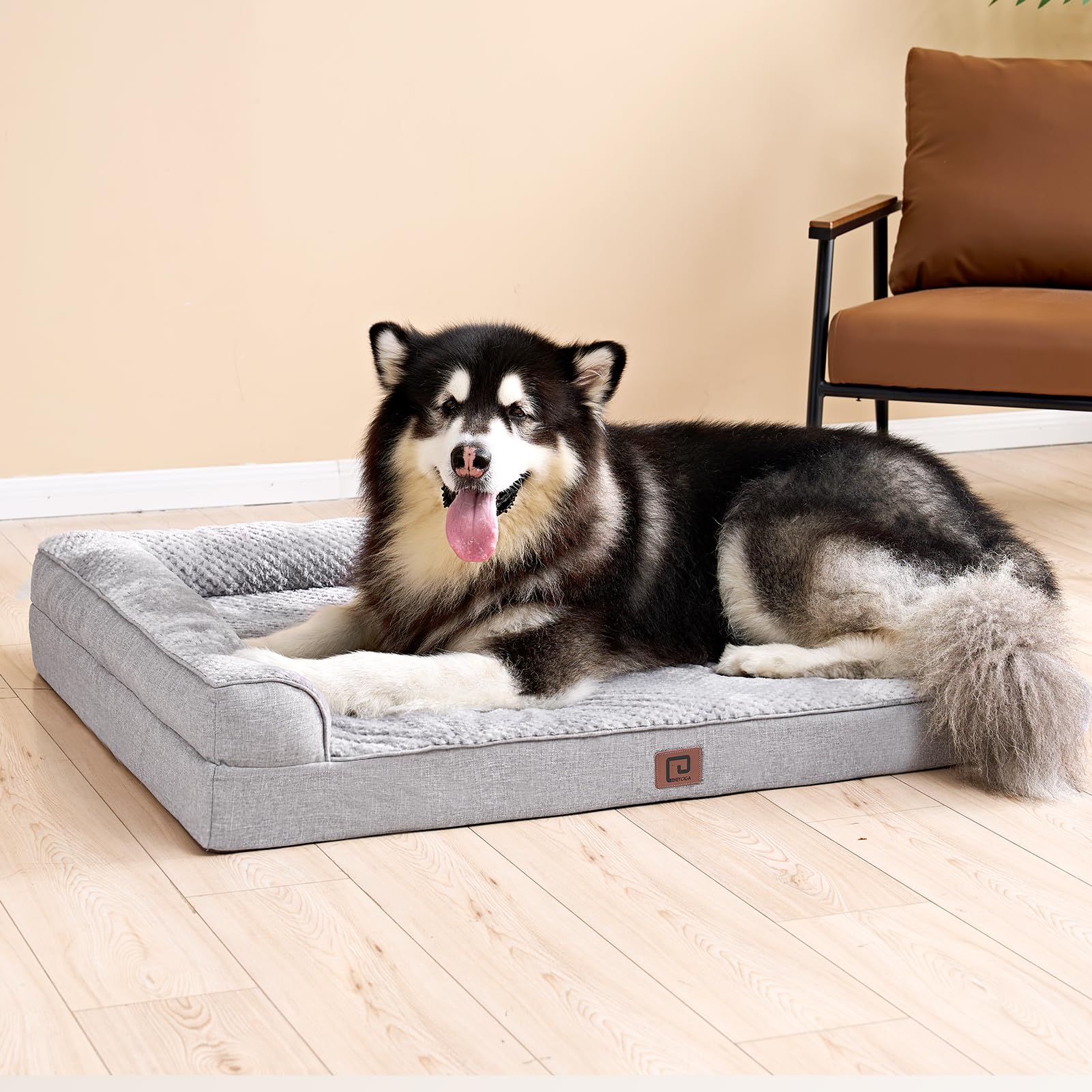 EHEYCIGA memory foam dog bed XXL grey fabric tone fits living spaces