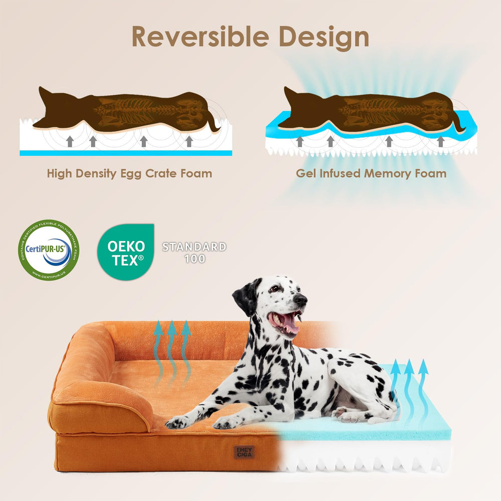 EHEYCIGA memory foam and egg crate layer provide even support and pressure relief.