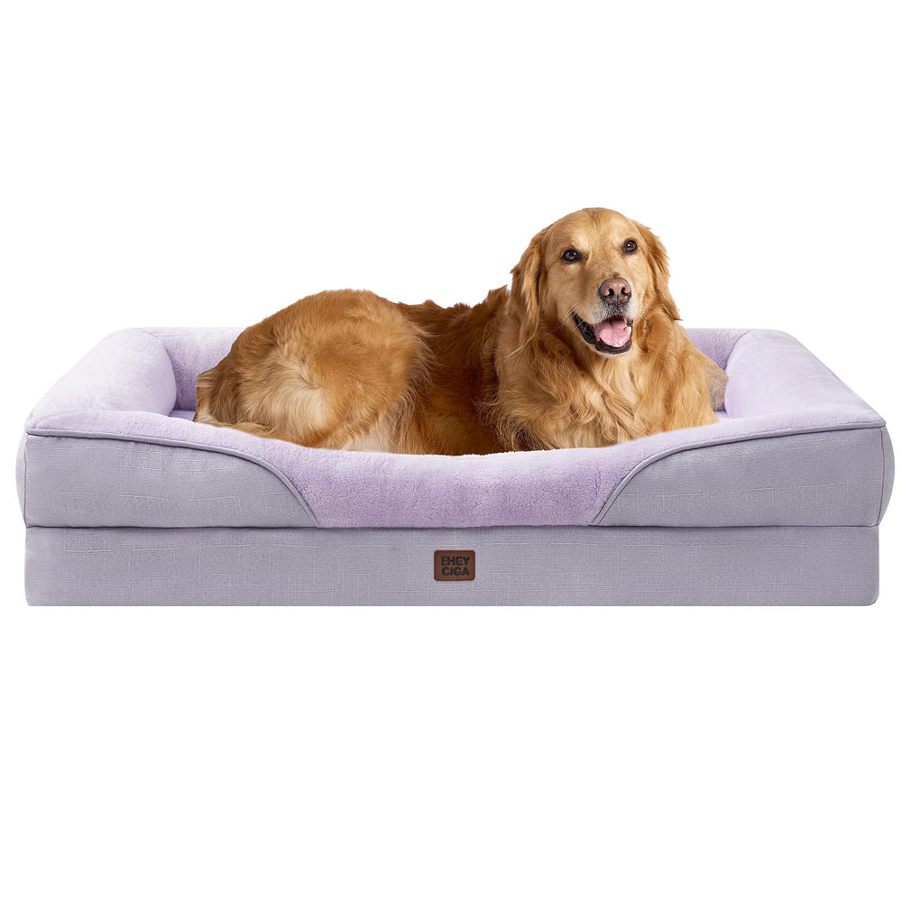 EHEYCIGA memory foam XL dog bed top view purple for plush comfort