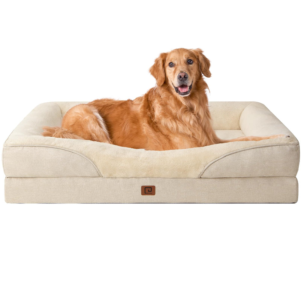 EHEYCIGA memory foam XL dog bed top view with plush surface for joint support.