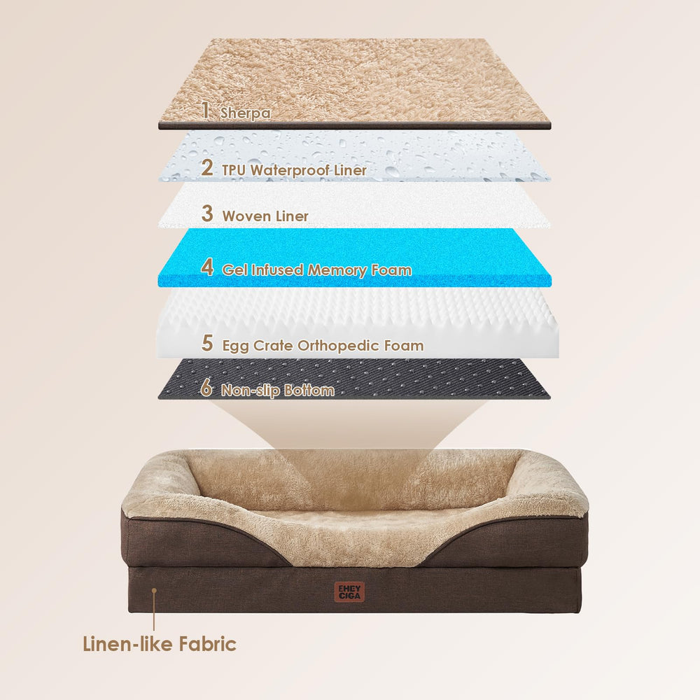 EHEYCIGA Memory Foam XXL Dog Bed side view shows four-sided bolster for cuddling
