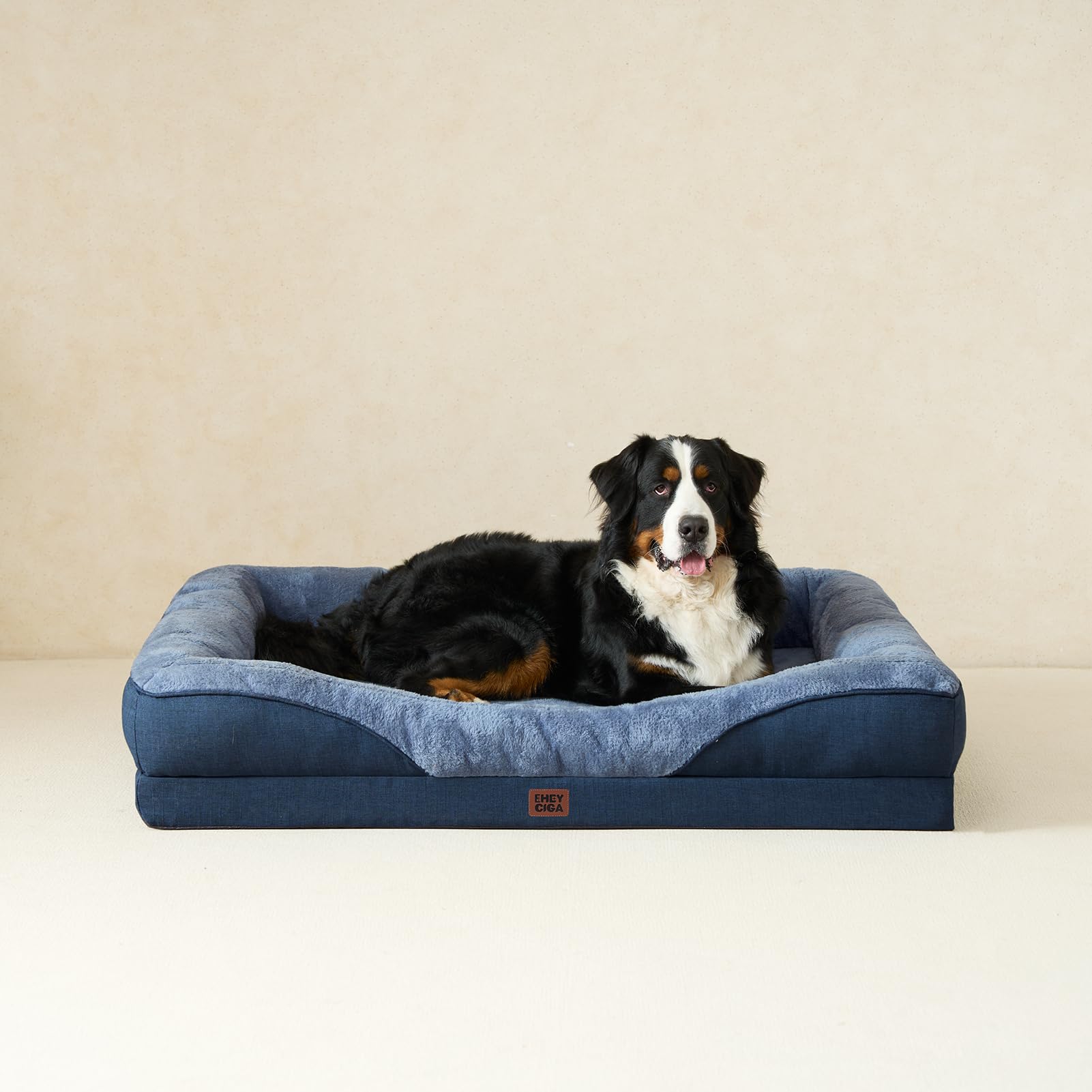 EHEYCIGA navy bed color coordinates with modern decor.