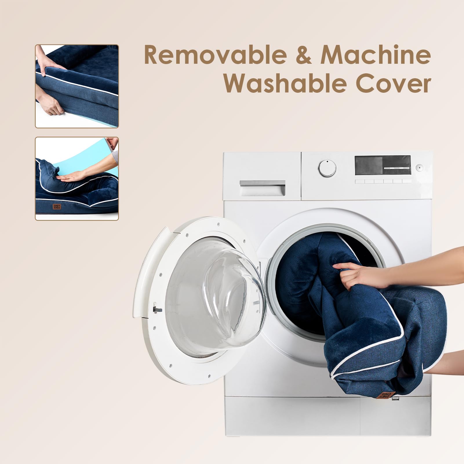 EHEYCIGA navy fabric detail emphasizes stylish, durable cover
