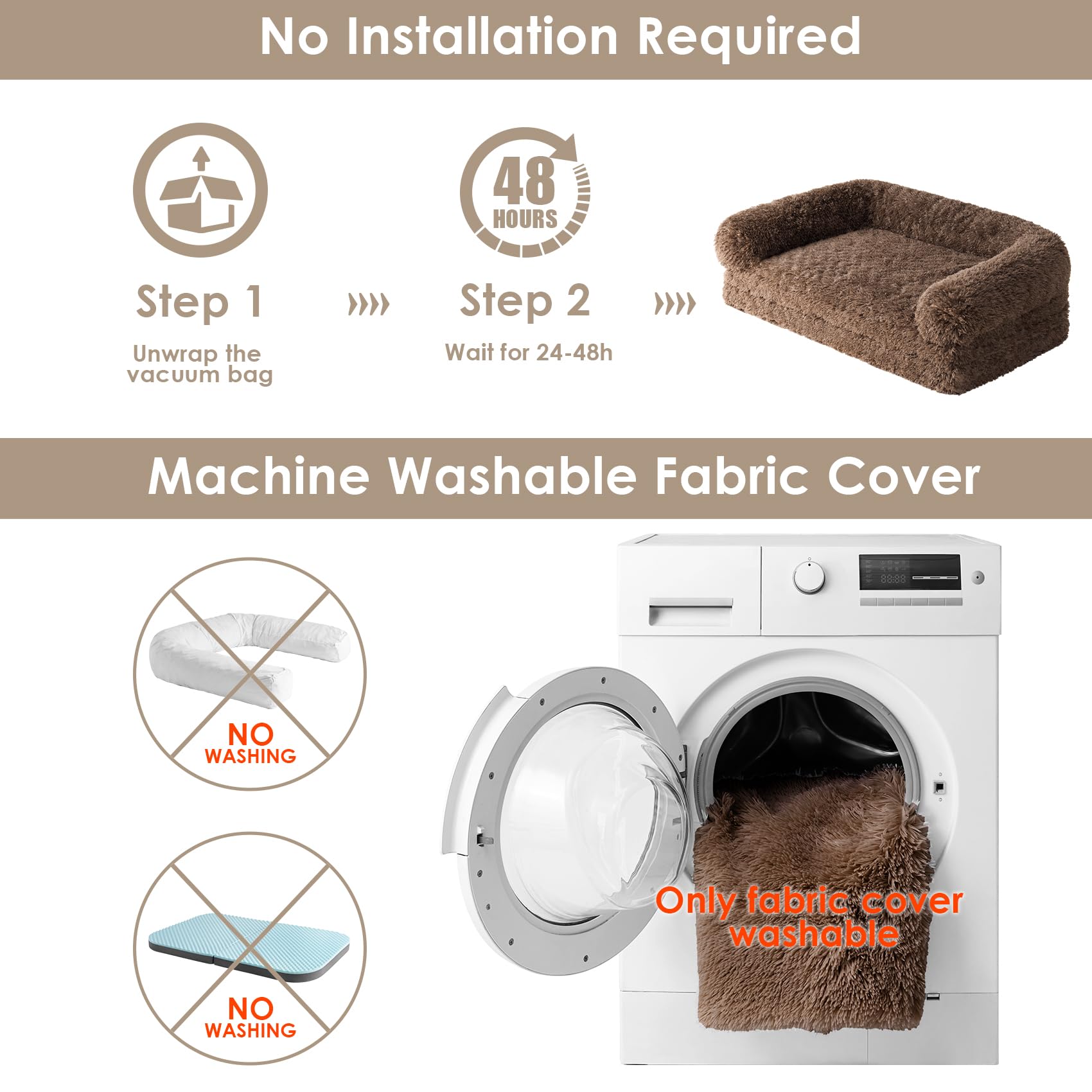 EHEYCIGA memory foam bolster provides supportive edges for lounging