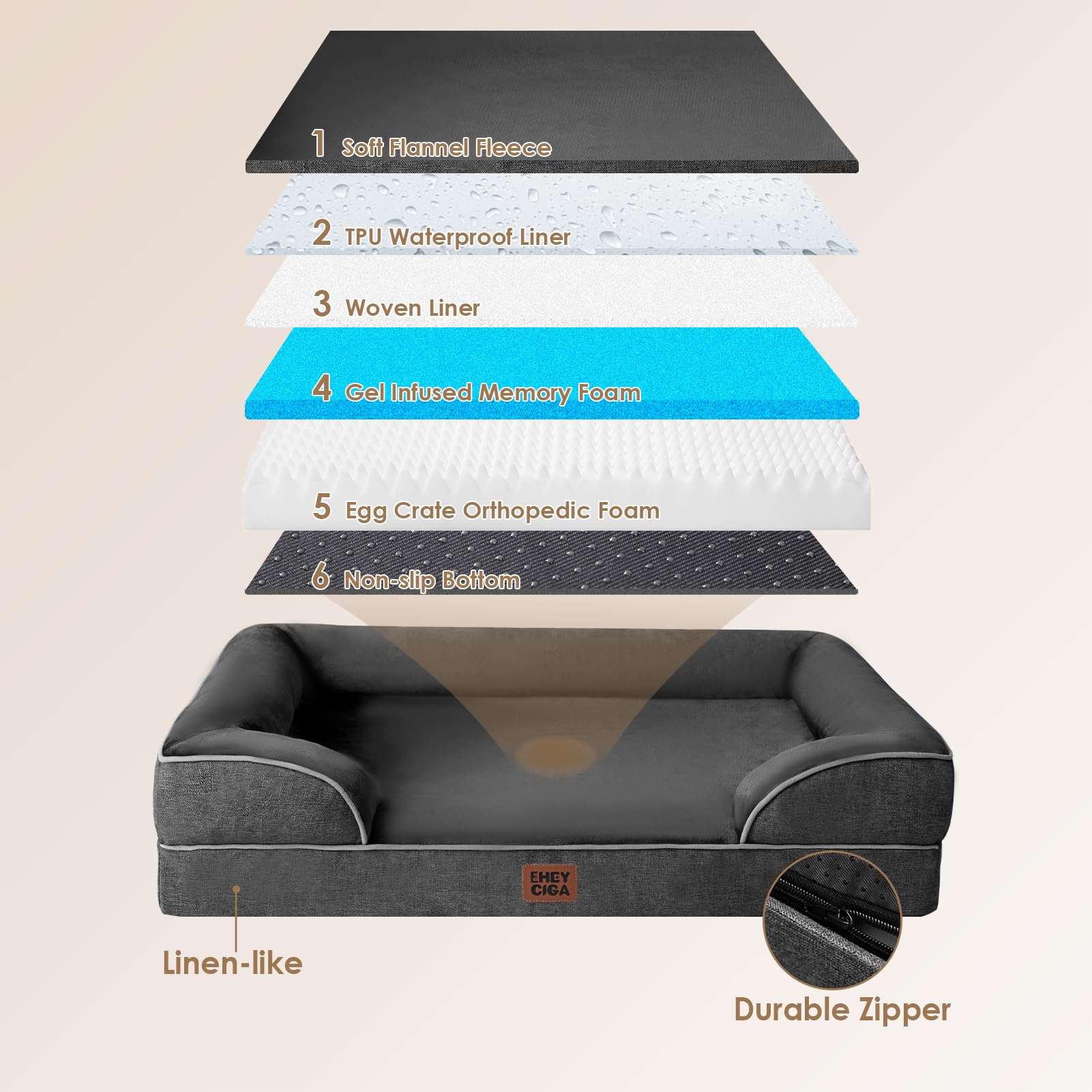 EHEYCIGA non-slip bottom keeps the bed in place on slick floors