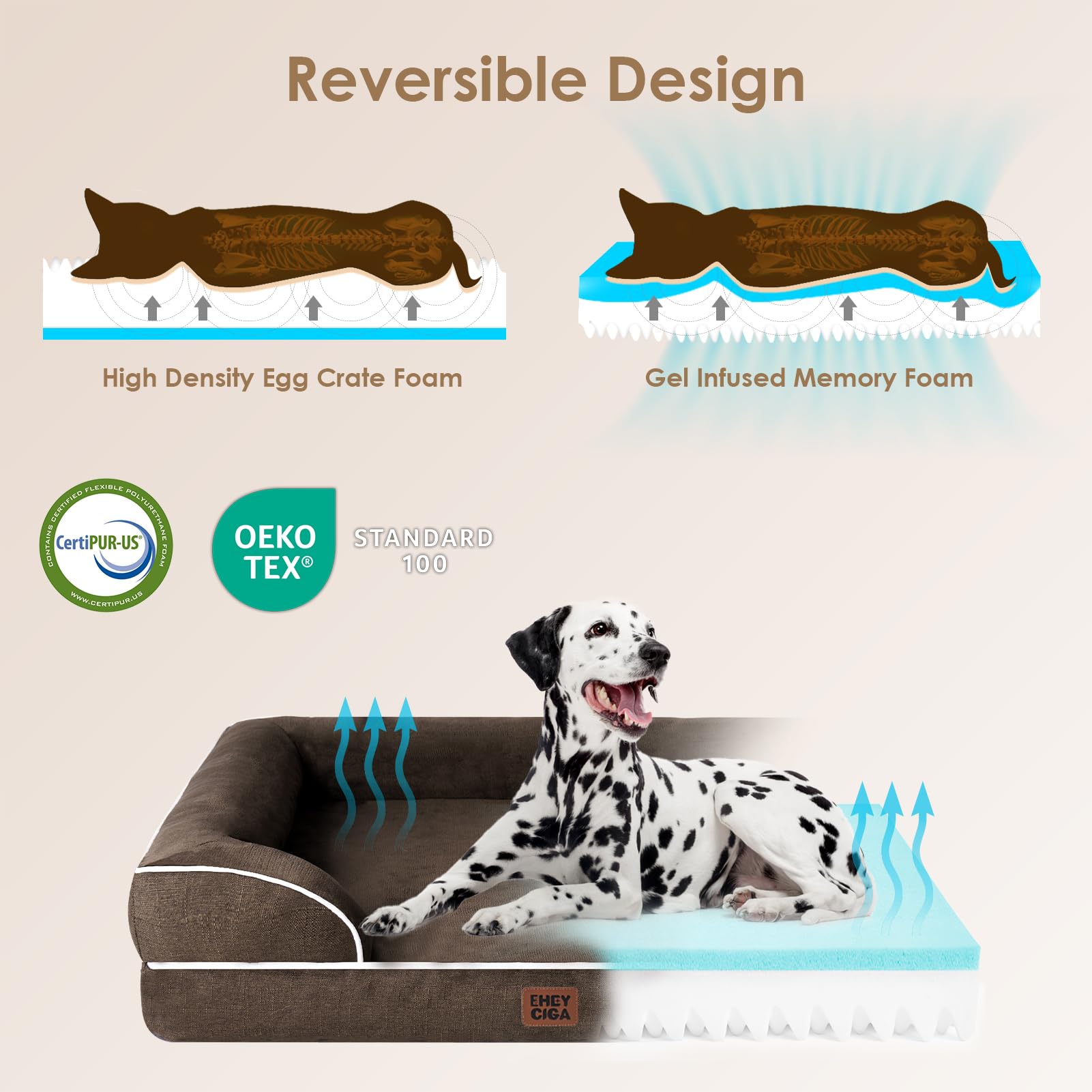 EHEYCIGA non-slip bottom keeps the bed in place on smooth floors.
