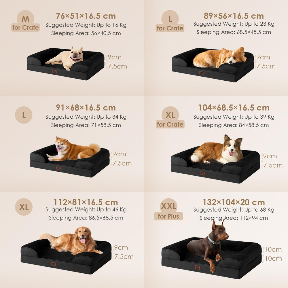 EHEYCIGA orthopedic bed plush fleece sleeping surface for cozy, inviting naps.