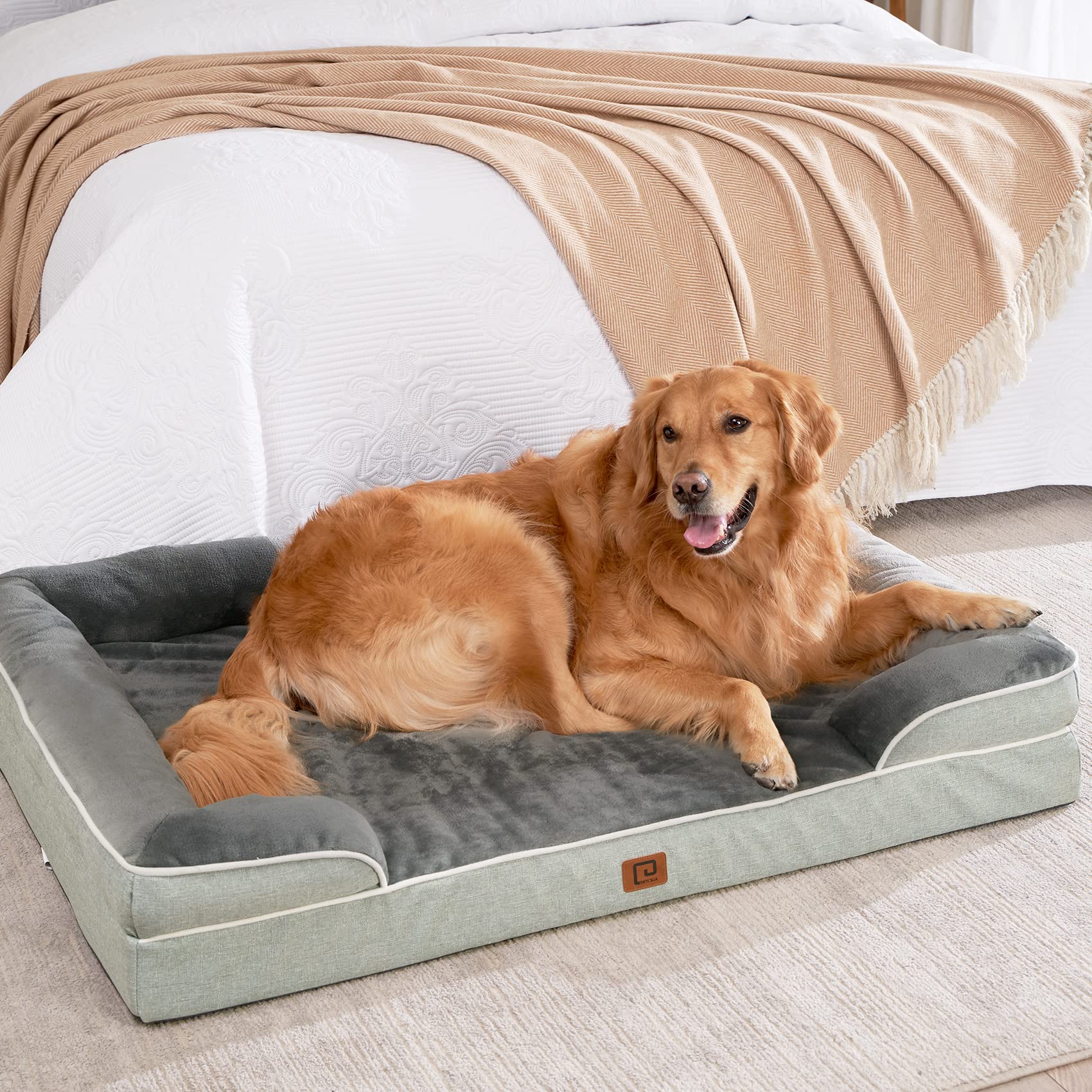 EHEYCIGA large-dog bed shown in living room for size-fit awareness.