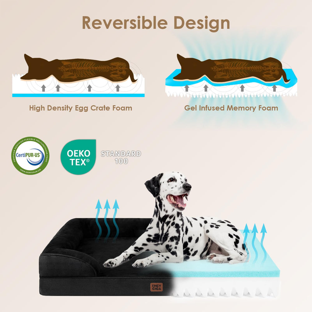 EHEYCIGA orthopedic bed non-slip bottom reduces movement on slick floors.