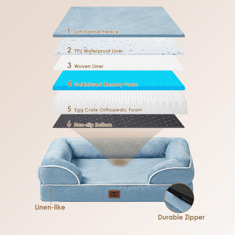 EHEYCIGA orthopedic bed soft fleece surface offers warm, inviting sleeping space.
