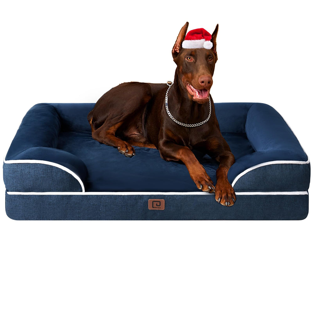 EHEYCIGA orthopedic XXL bed front view with sturdy bolster support.