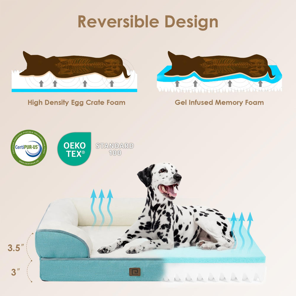 EHEYCIGA memory foam bed with 3-sided bolsters enhances neck and head comfort.