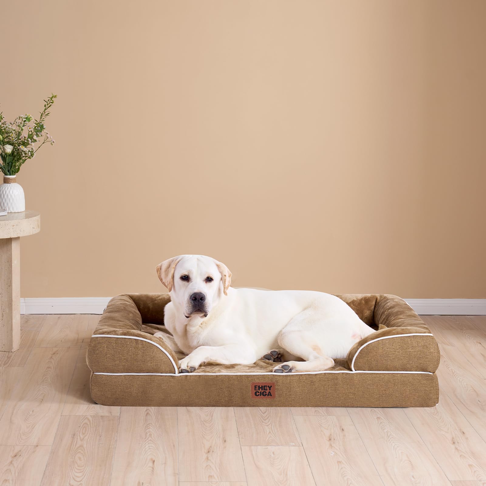 EHEYCIGA orthopedic dog bed camel large-xl suitability for big breeds