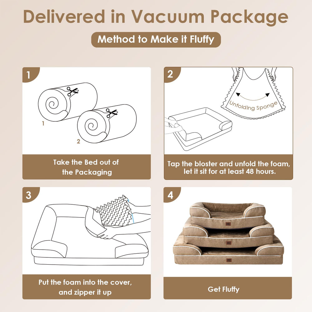 EHEYCIGA orthopedic dog bed camel washable cover with zipper for easy cleaning