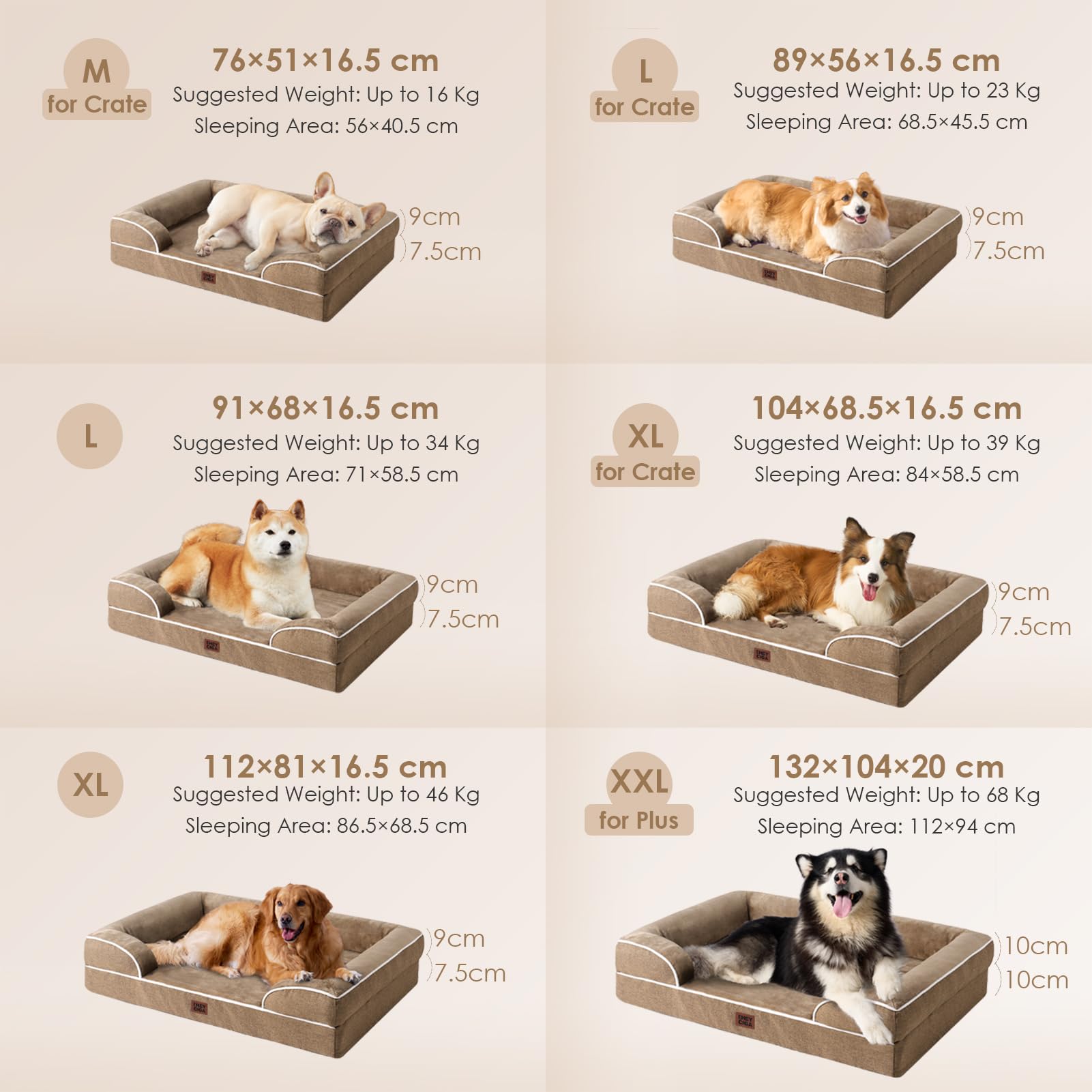 EHEYCIGA orthopedic dog bed egg-crate foam layer provides pressure-diffusing support