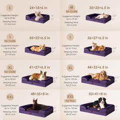 EHEYCIGA orthopedic dog bed egg crate foam layer highlights pressure relief for elderly dogs.