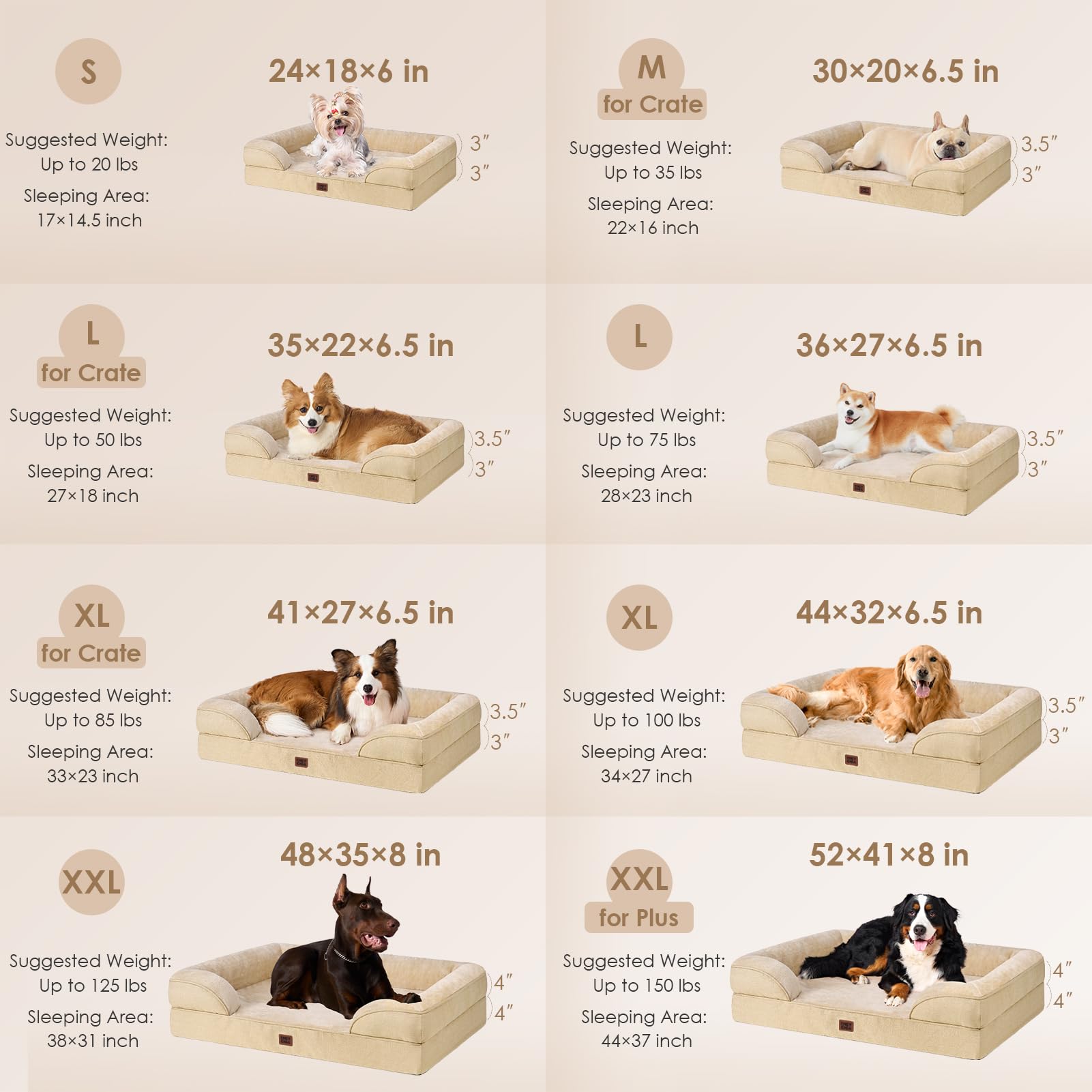 EHEYCIGA orthopedic dog bed memory-foam-egg-crate-layer provides even pressure relief for restful naps.