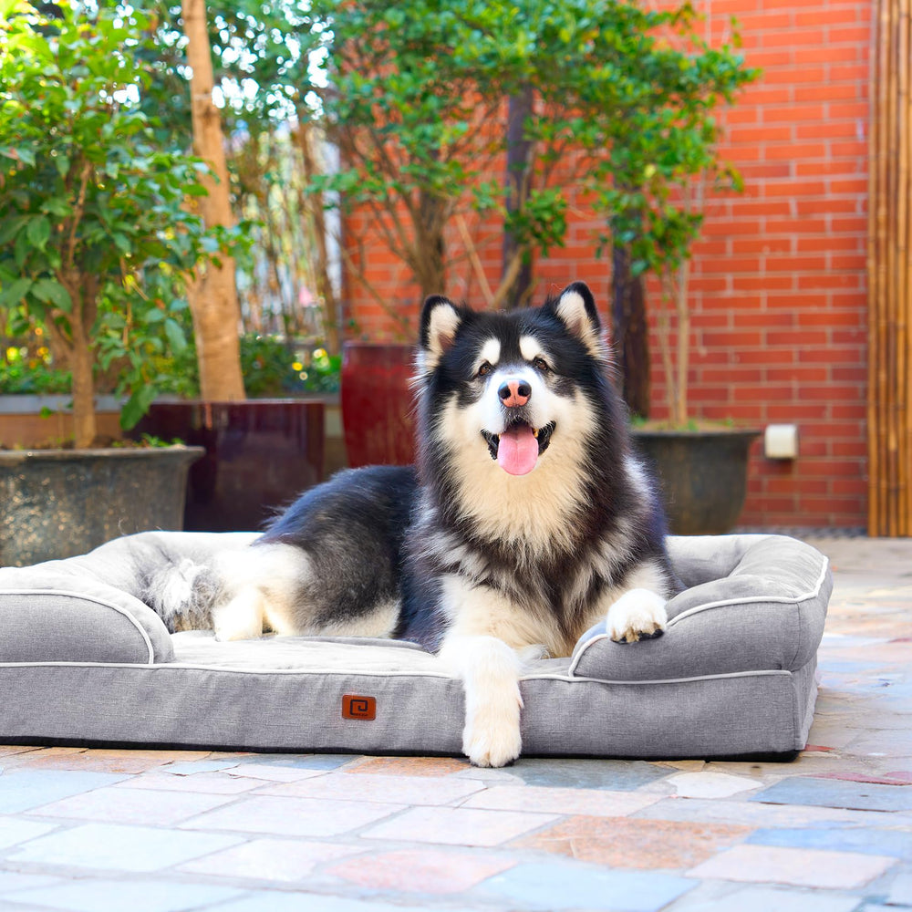 EHEYCIGA gray fabric bed in a home setting for versatile, calming style.