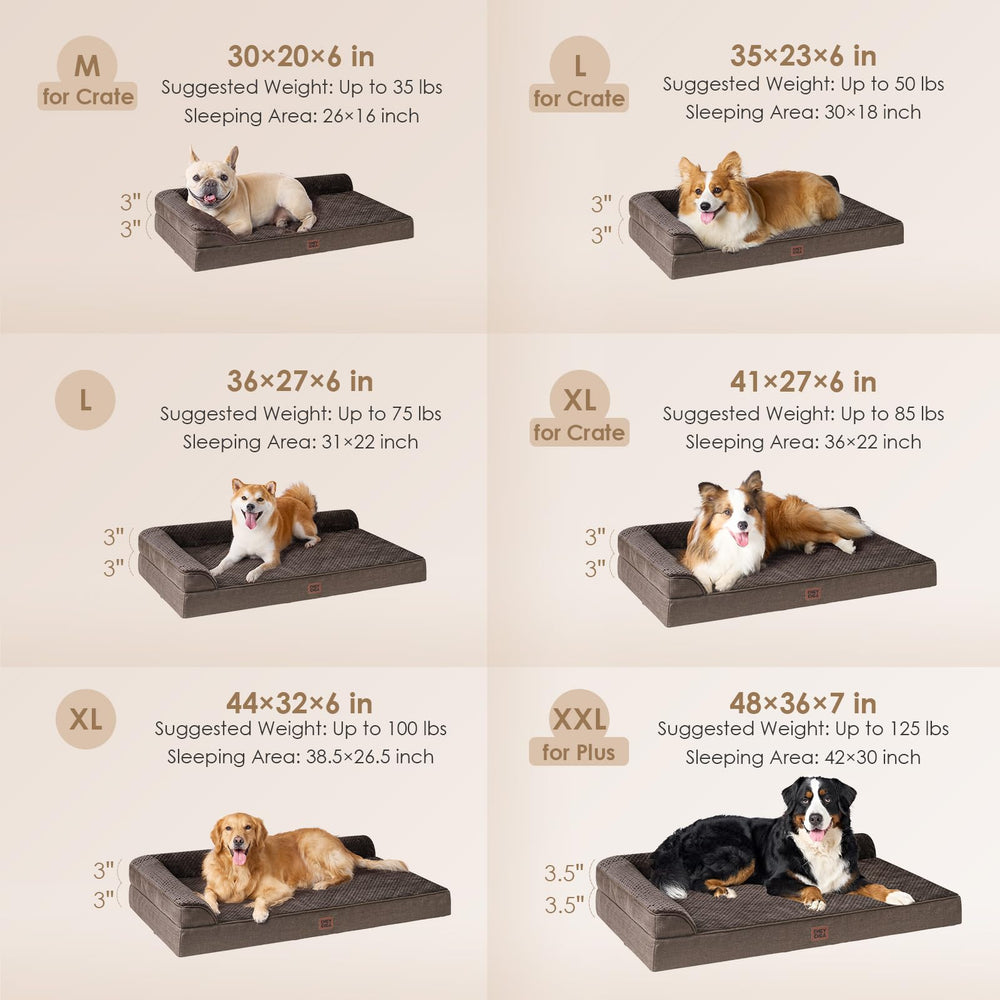 EHEYCIGA orthopedic dog bed with a supportive L-shaped design