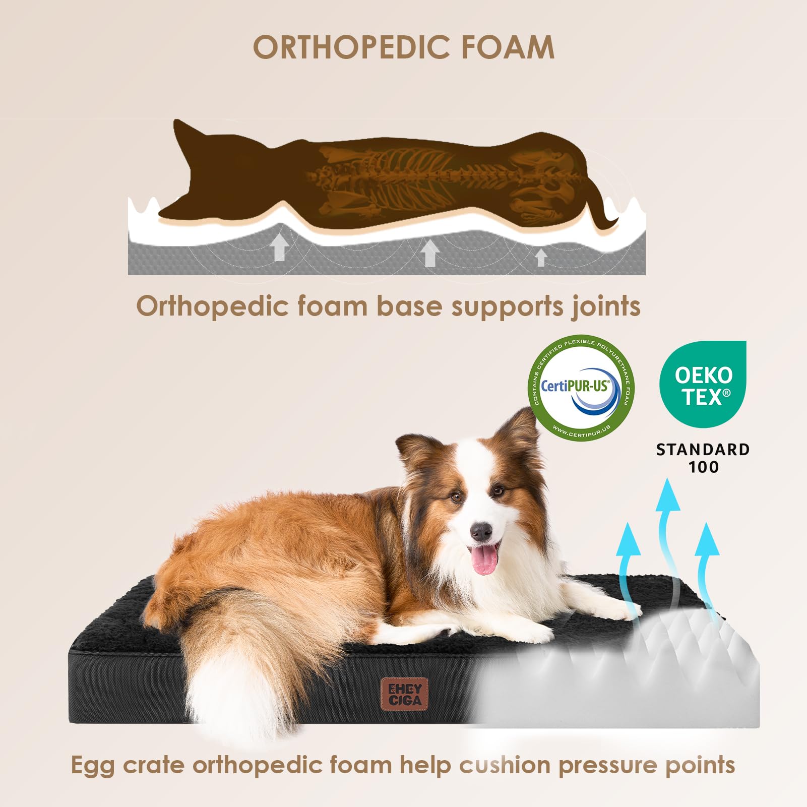EHEYCIGA orthopedic dog bed large 36x27 on floor