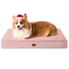 EHEYCIGA orthopedic dog bed large pink front view showing 3.5-inch foam support