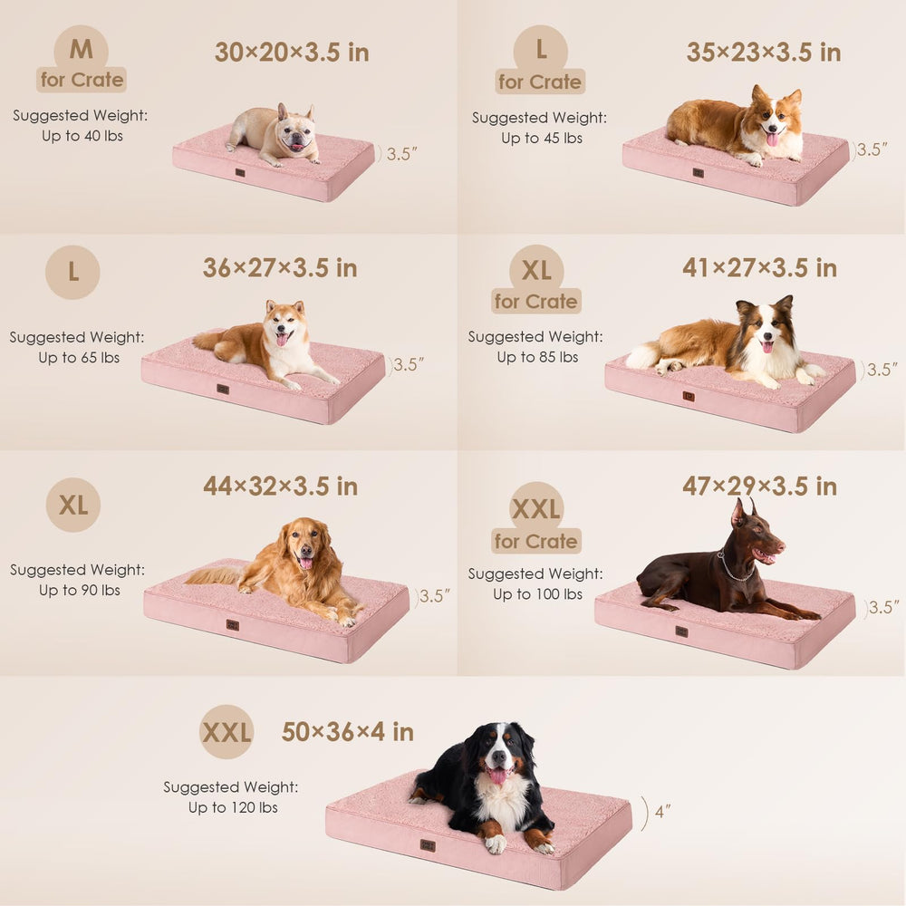 EHEYCIGA orthopedic dog bed pink top view highlights plush sherpa surface