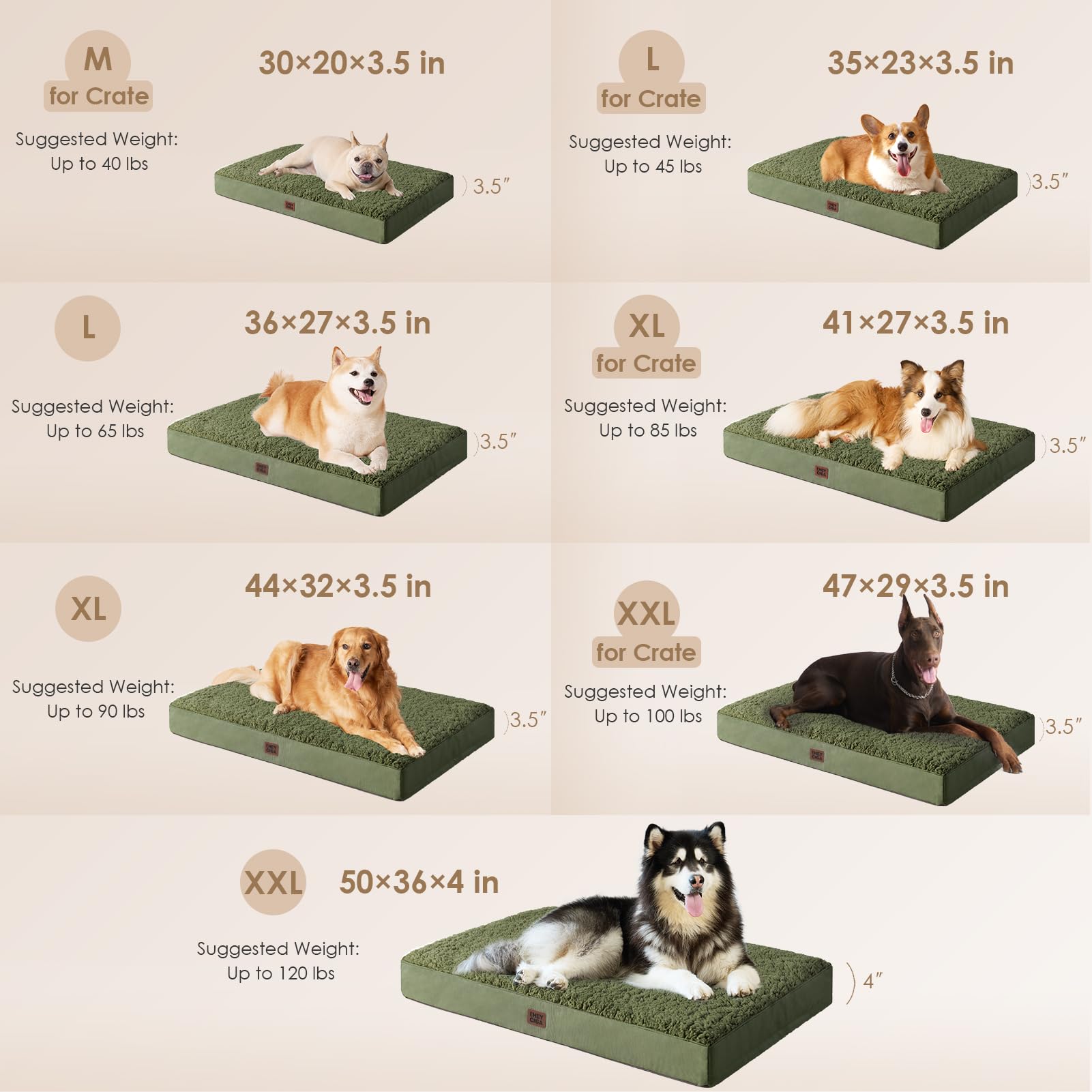 EHEYCIGA orthopedic dog bed large 35-inch side view highlights supportive shape for lounging.