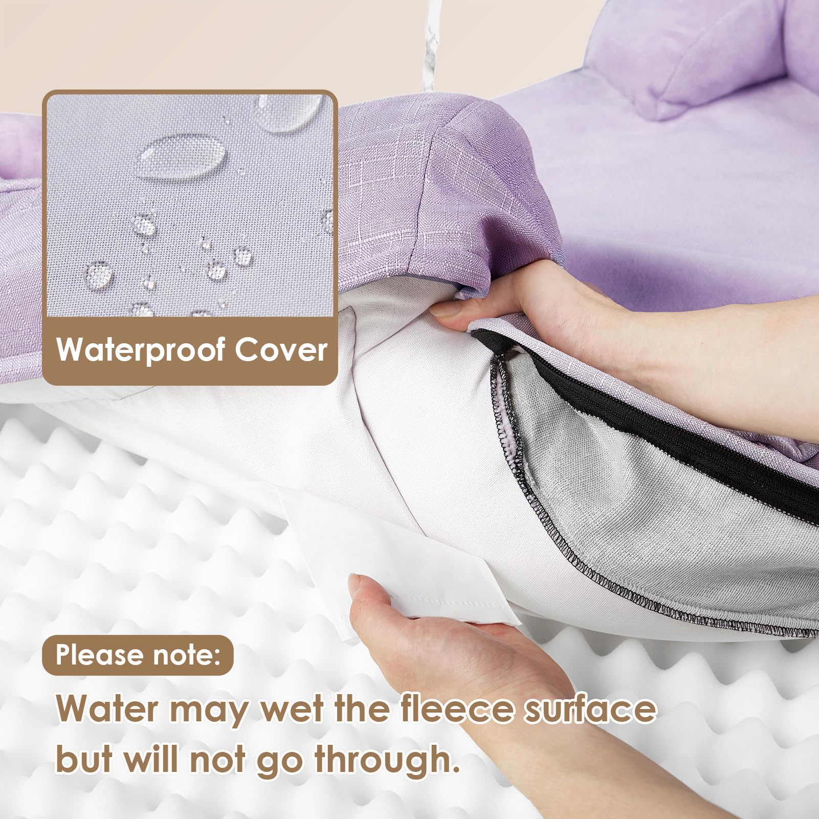 EHEYCIGA dog bed lilac non-slip bottom helps prevent sliding on smooth floors
