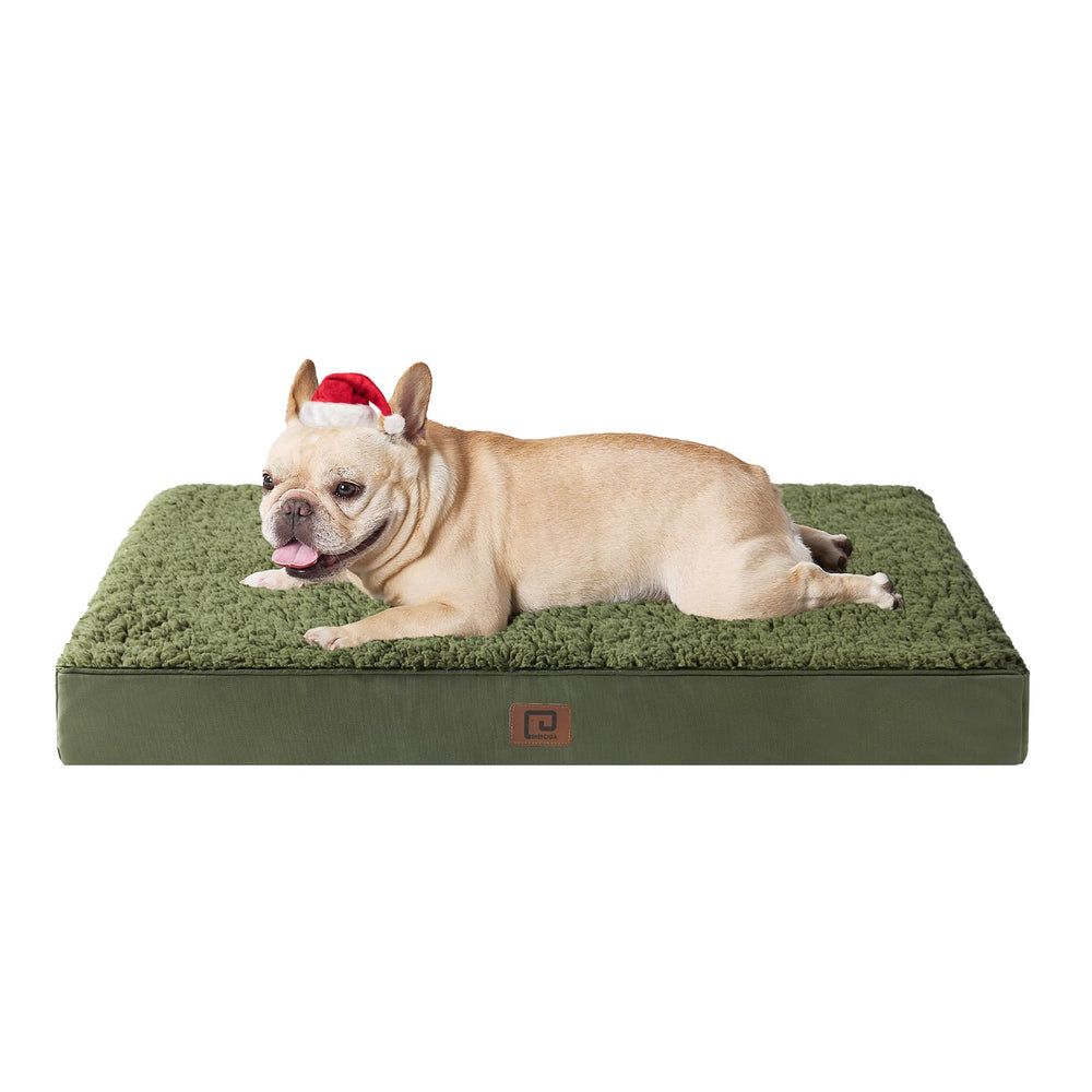 EHEYCIGA orthopedic dog bed foam close-up shows egg-crate support for joint comfort.