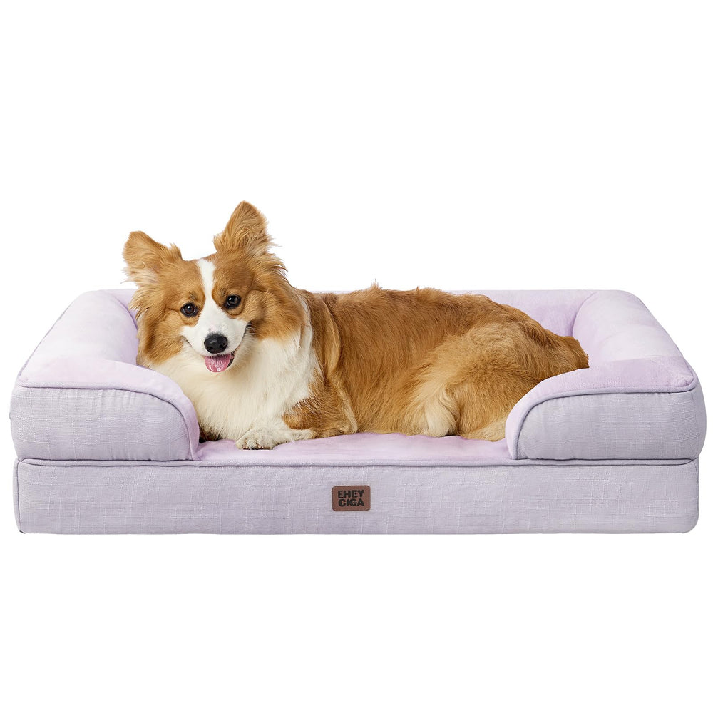 EHEYCIGA orthopedic dog bed memory foam lilac offers supportive comfort for large dogs.