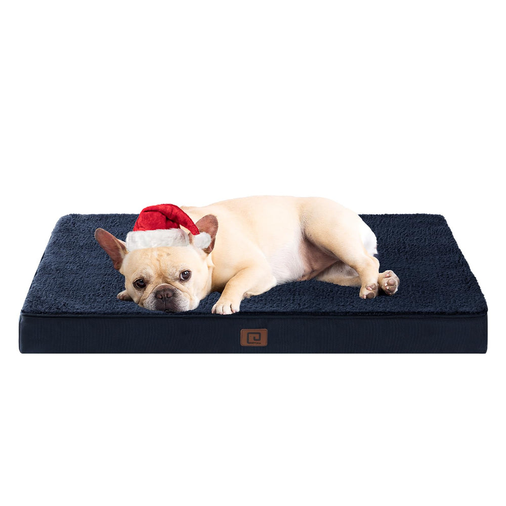 EHEYCIGA orthopedic dog bed navy 30x20 top view showing small-dog comfort