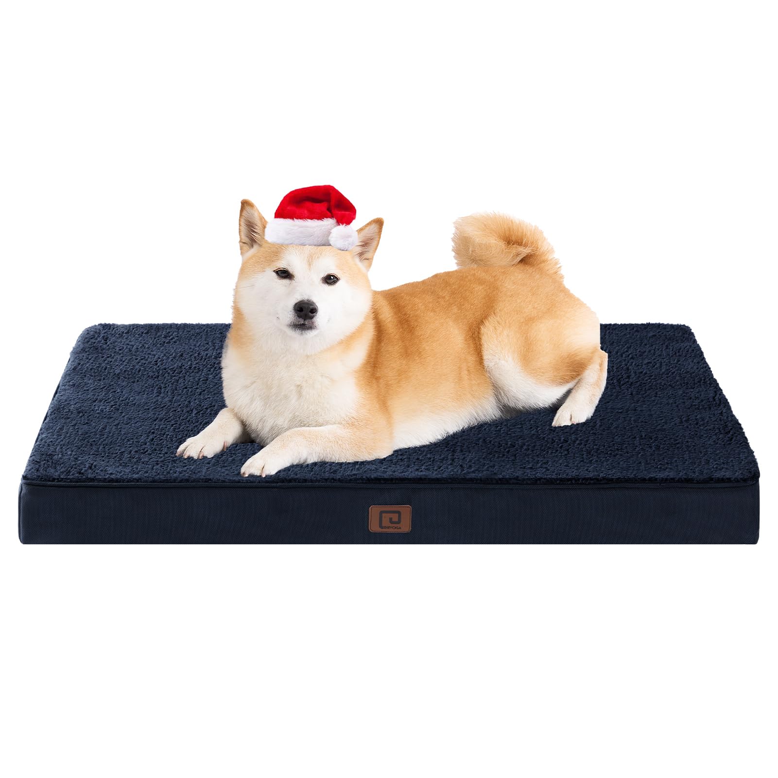 EHEYCIGA orthopedic dog bed navy 36x27 showcases egg-crate foam for joint support.