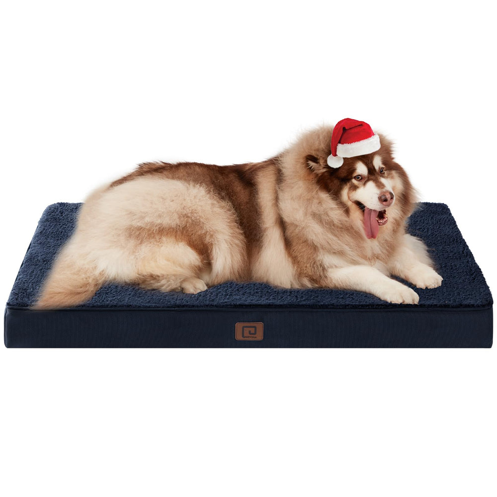 EHEYCIGA orthopedic dog bed navy 50x36 shows jumbo-dog comfort and space.