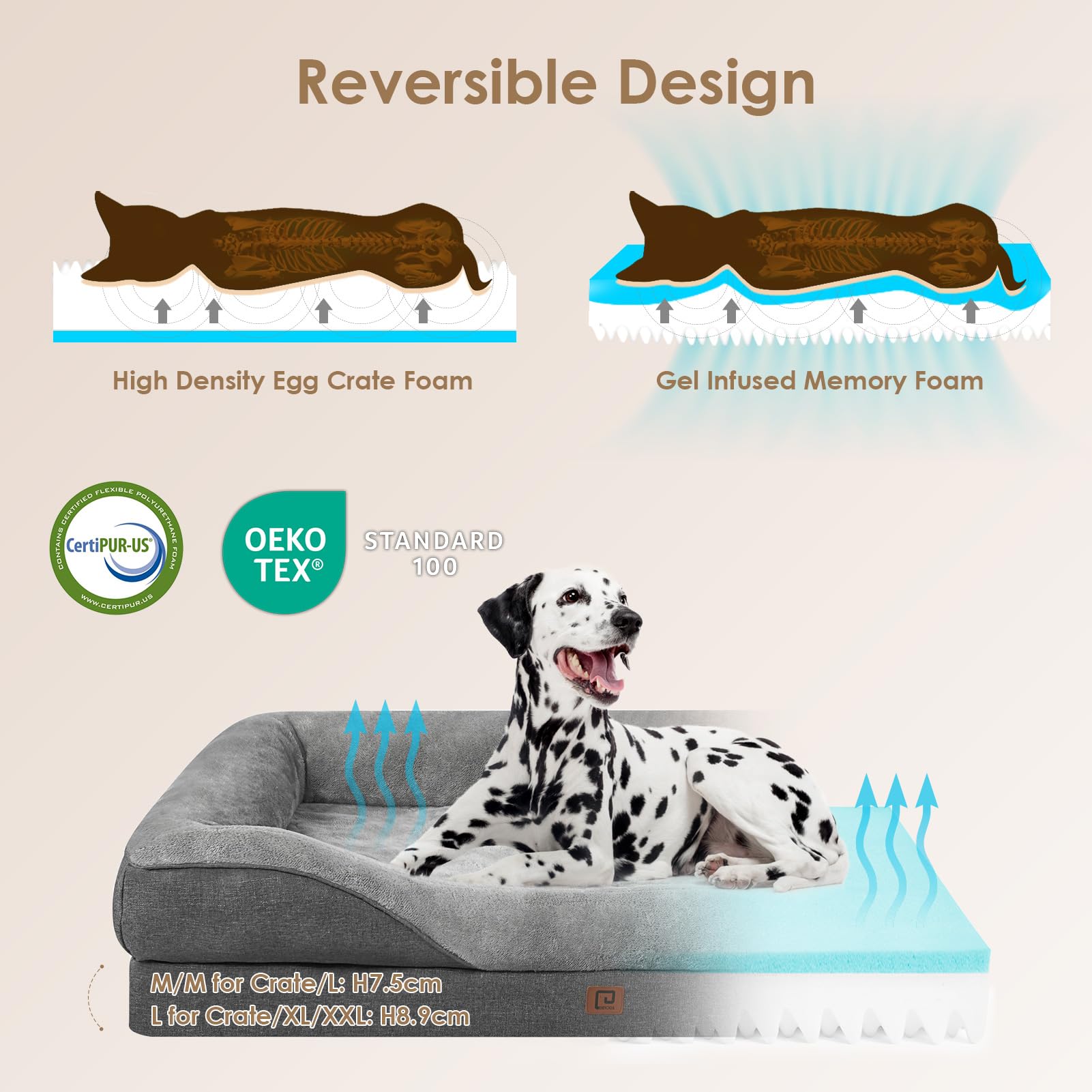 EHEYCIGA orthopedic dog bed with nest bolster supports neck and head for cozy lounging