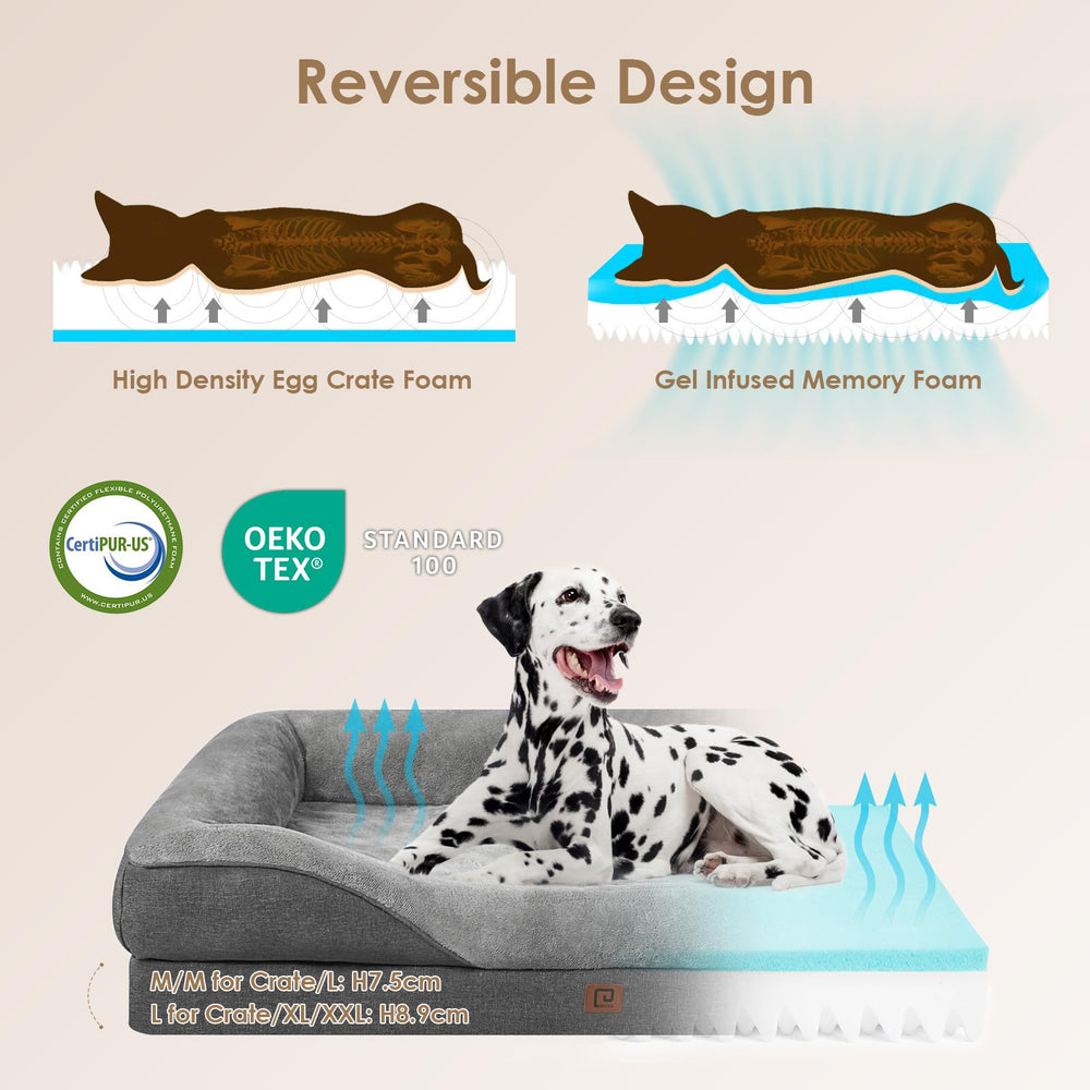 EHEYCIGA orthopedic dog bed with nest bolster supports neck and head for cozy lounging