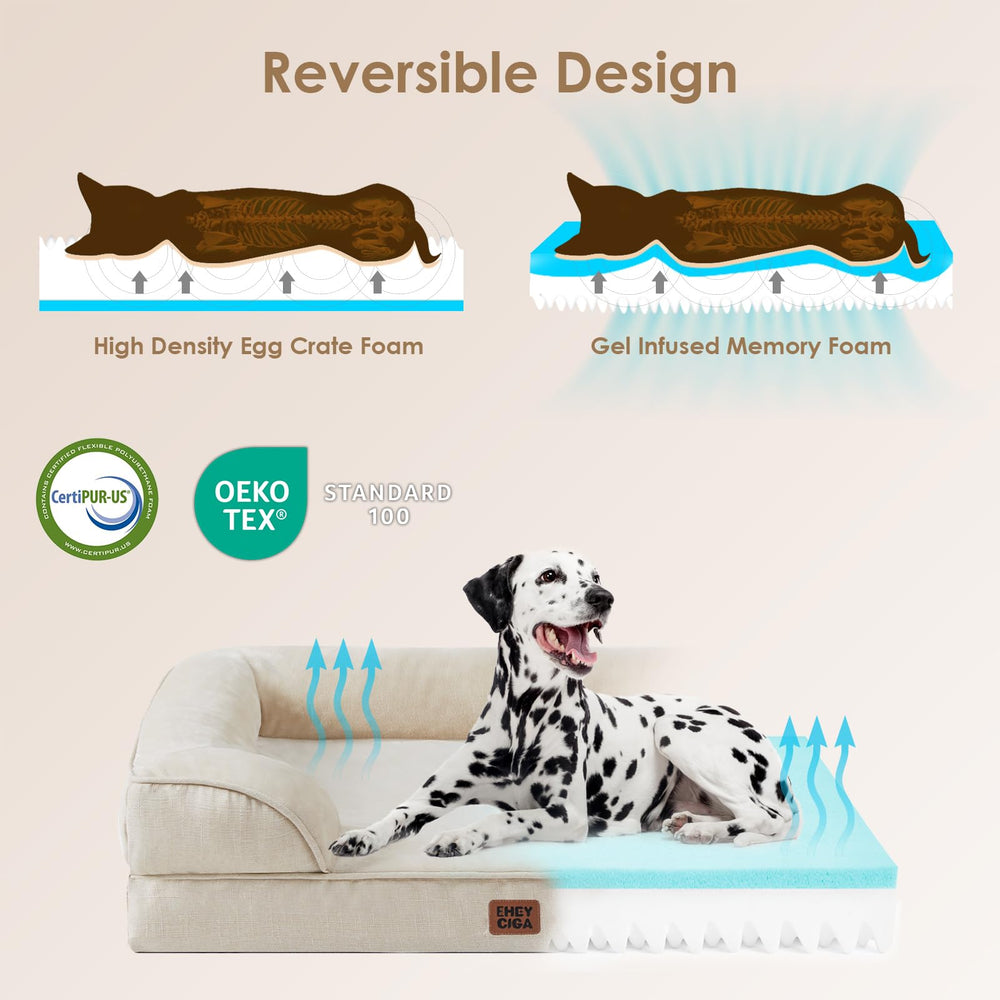 EHEYCIGA orthopedic dog bed non slip bottom prevents shifting on hard floors
