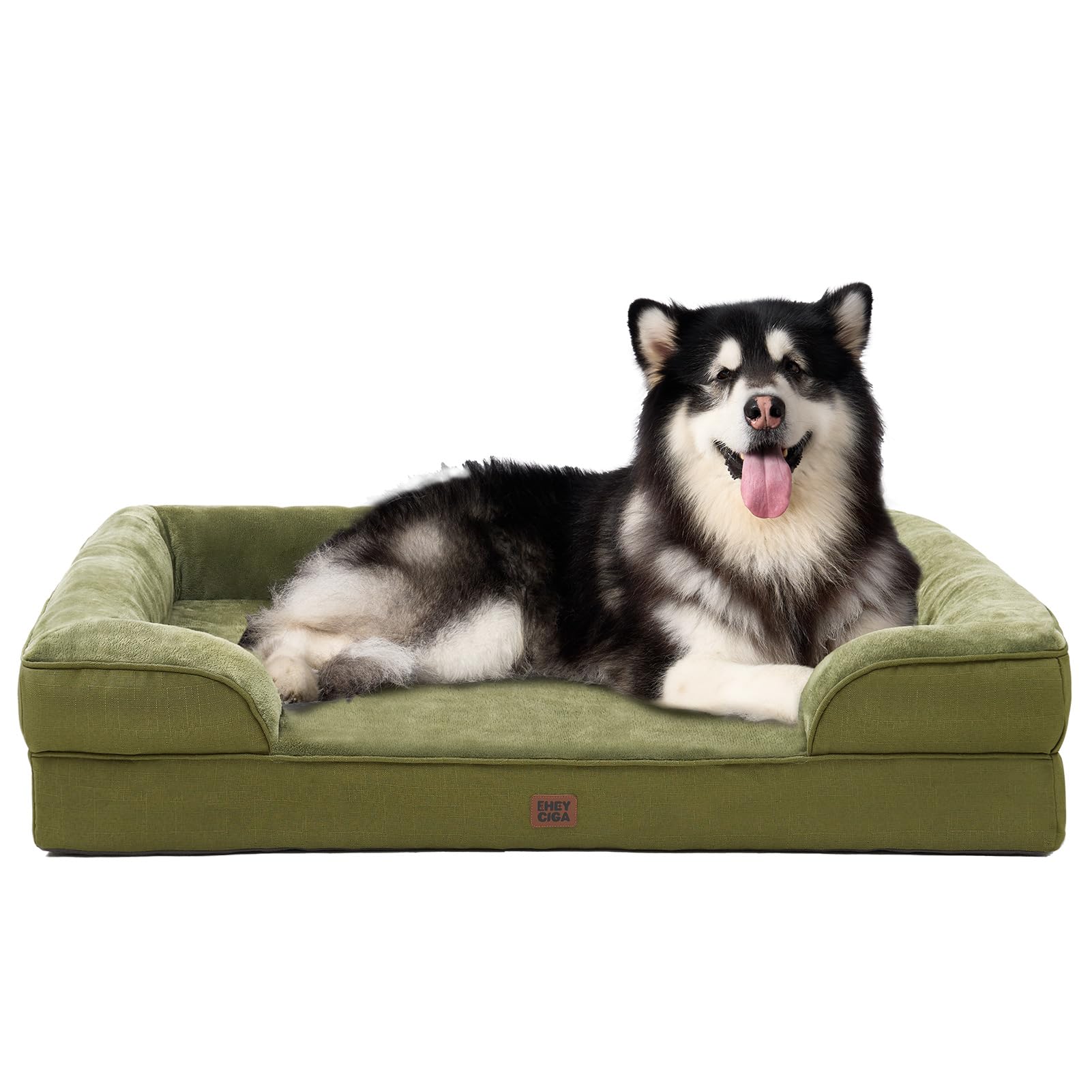 EHEYCIGA orthopedic dog bed with olive green cover for joint comfort