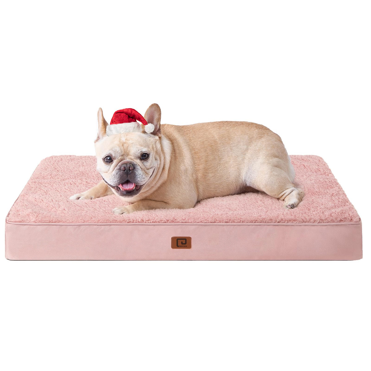 EHEYCIGA orthopedic dog bed pink 30x20 front view with egg-crate foam support